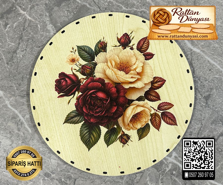 Baskılı Daire Rattan Taban - Model-17 Baskılı Daire Rattan Taban - Model-17