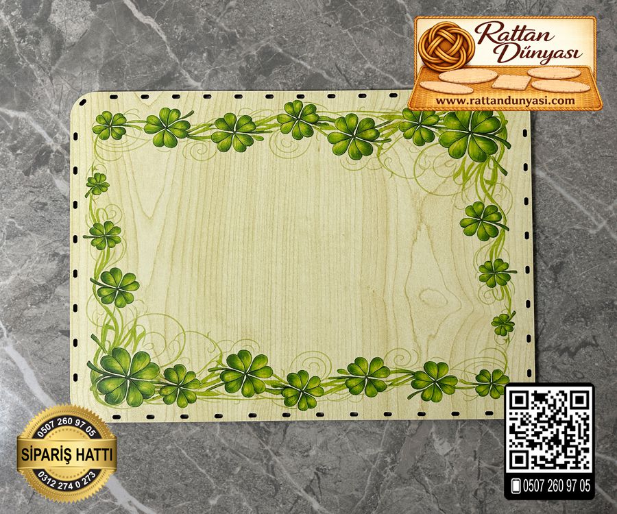 Baskılı Dikdörtgen Rattan Taban - Model-1 Baskılı Dikdörtgen Rattan Taban - Model-1