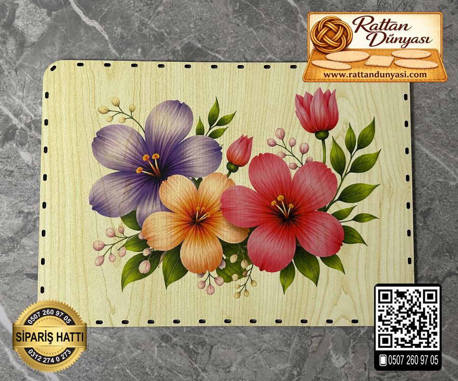 Baskılı Dikdörtgen Rattan Taban - Model-12 Baskılı Dikdörtgen Rattan Taban - Model-12