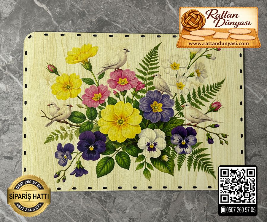 Baskılı Dikdörtgen Rattan Taban - Model-13 Baskılı Dikdörtgen Rattan Taban - Model-13