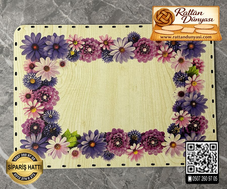 Baskılı Dikdörtgen Rattan Taban - Model-18 Baskılı Dikdörtgen Rattan Taban - Model-18