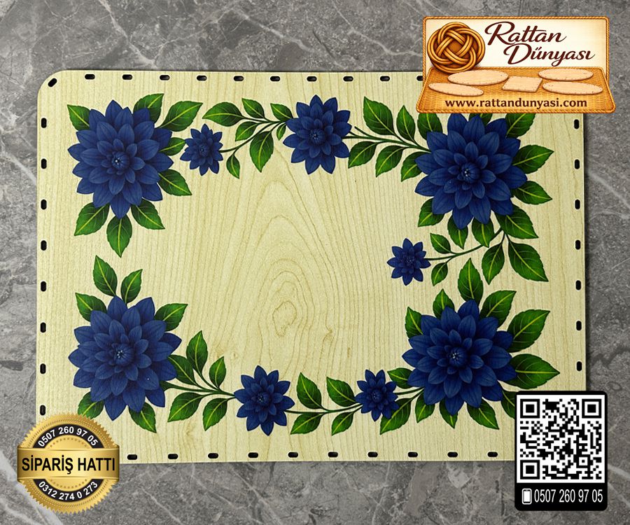 Baskılı Dikdörtgen Rattan Taban - Model-19 Baskılı Dikdörtgen Rattan Taban - Model-19
