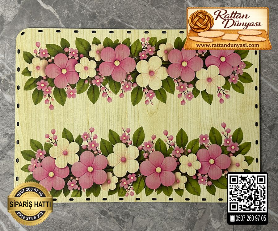 Baskılı Dikdörtgen Rattan Taban - Model-23 Baskılı Dikdörtgen Rattan Taban - Model-23