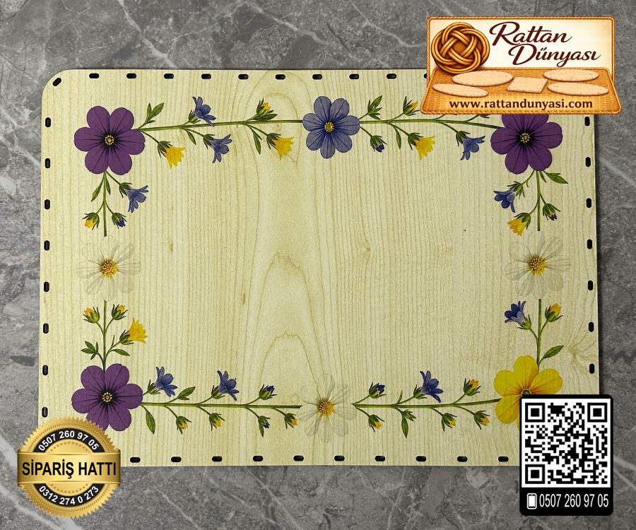 Baskılı Dikdörtgen Rattan Taban - Model-24 Baskılı Dikdörtgen Rattan Taban - Model-24