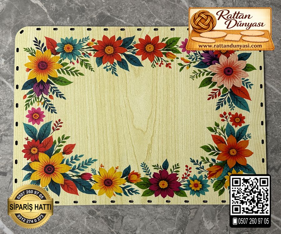 Baskılı Dikdörtgen Rattan Taban - Model-26 Baskılı Dikdörtgen Rattan Taban - Model-26