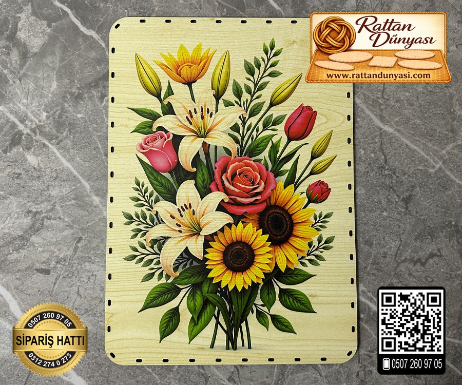 Baskılı Dikdörtgen Rattan Taban - Model-37 Baskılı Dikdörtgen Rattan Taban - Model-37