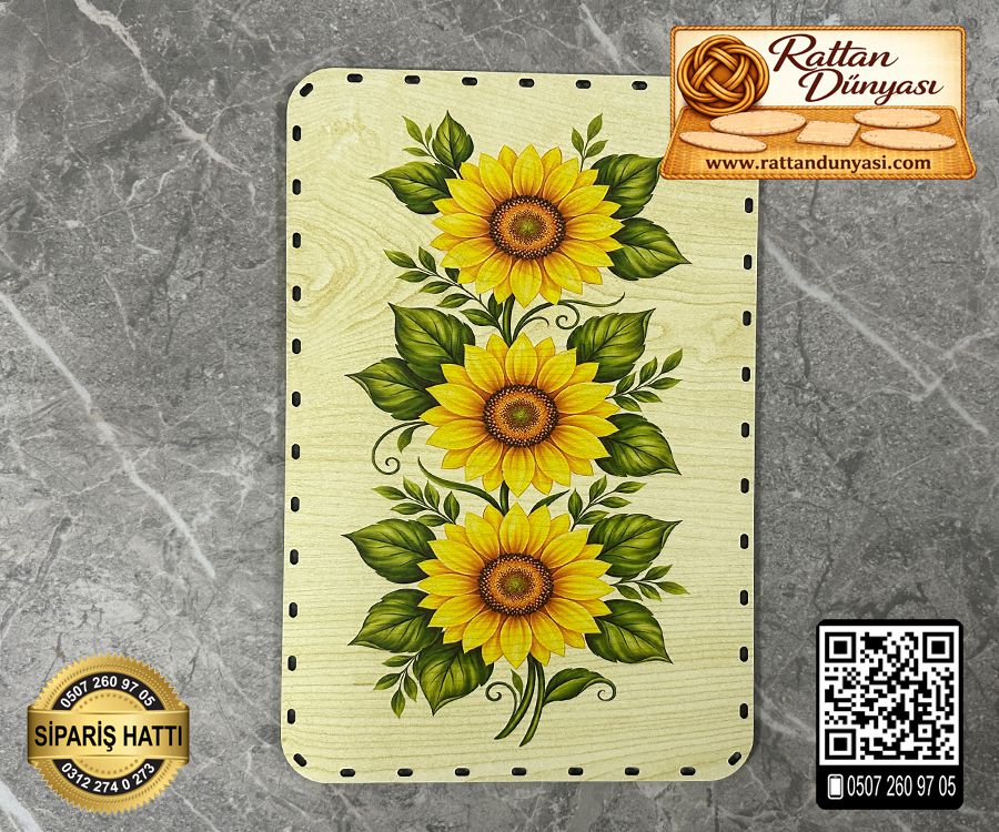 Baskılı Dikdörtgen Rattan Taban - Model-42