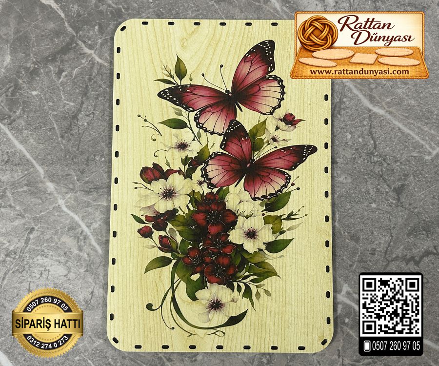 Baskılı Dikdörtgen Rattan Taban - Model-49