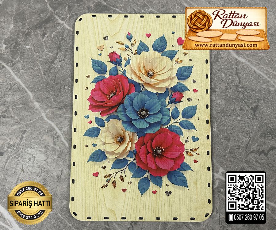 Baskılı Dikdörtgen Rattan Taban - Model-51 Baskılı Dikdörtgen Rattan Taban - Model-51