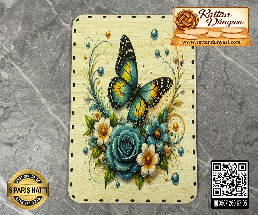 Baskılı Dikdörtgen Rattan Taban - Model-53