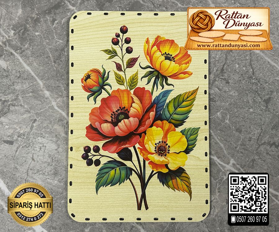 Baskılı Dikdörtgen Rattan Taban - Model-54 Baskılı Dikdörtgen Rattan Taban - Model-54