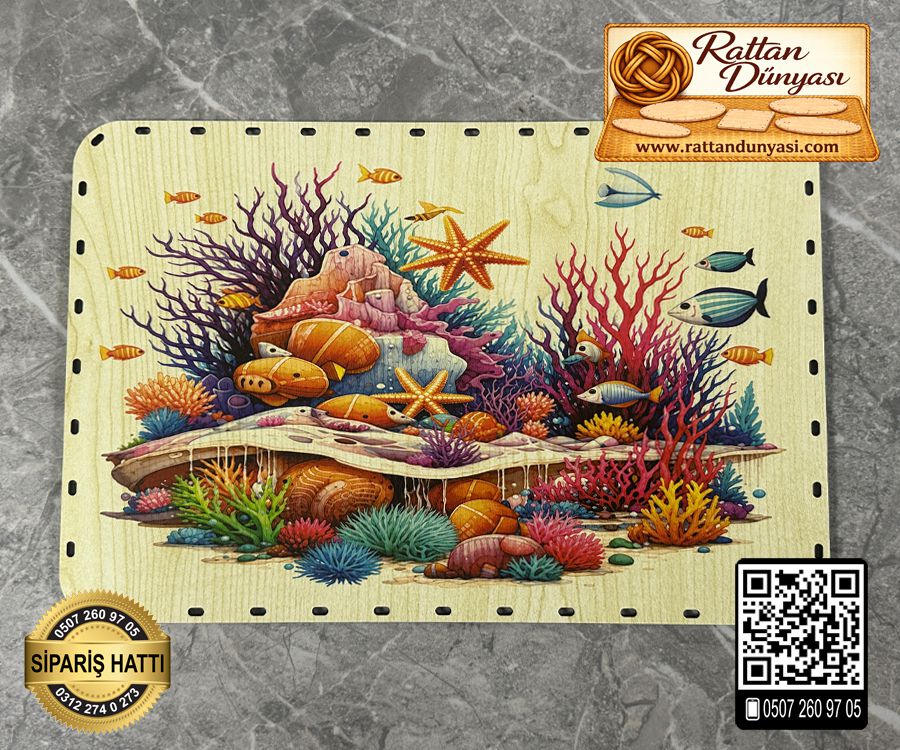 Baskılı Dikdörtgen Rattan Taban - Model-56 Baskılı Dikdörtgen Rattan Taban - Model-56