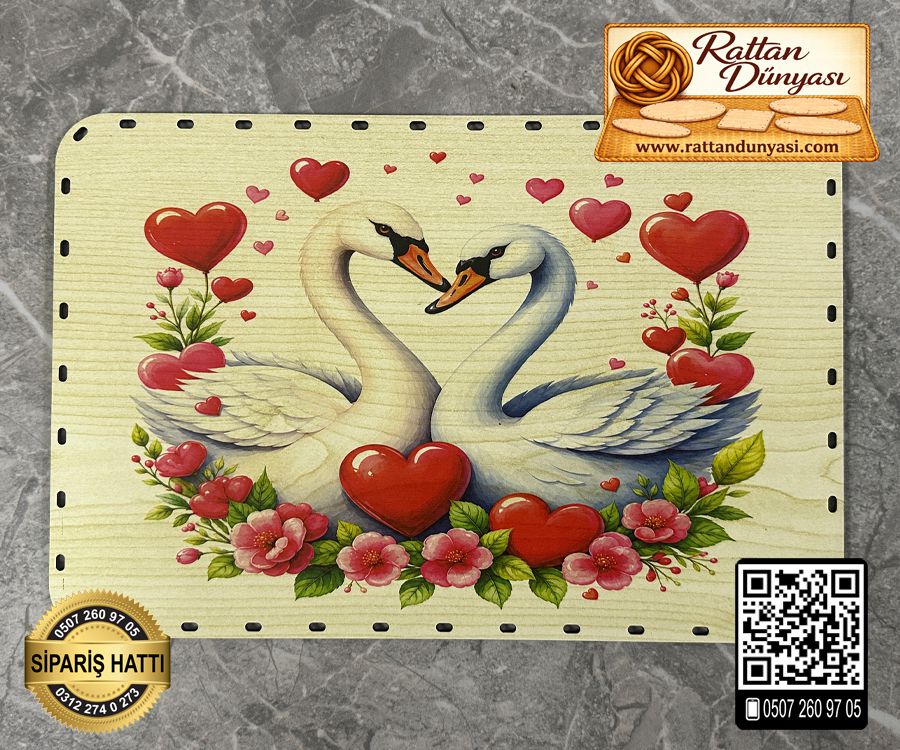 Baskılı Dikdörtgen Rattan Taban - Model-67