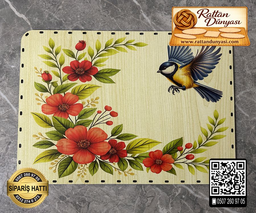 Baskılı Dikdörtgen Rattan Taban - Model-7 Baskılı Dikdörtgen Rattan Taban - Model-7