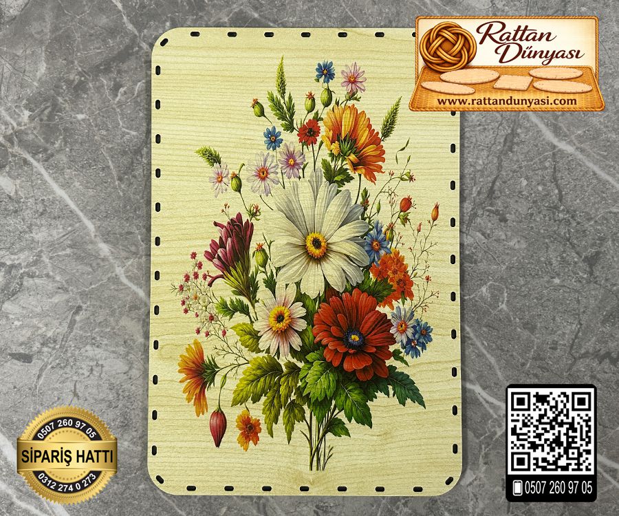 Baskılı Dikdörtgen Rattan Taban - Model-73 Baskılı Dikdörtgen Rattan Taban - Model-73