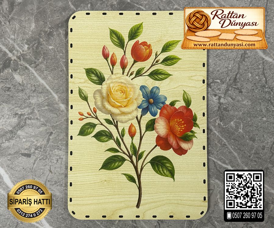 Baskılı Dikdörtgen Rattan Taban - Model-74 Baskılı Dikdörtgen Rattan Taban - Model-74