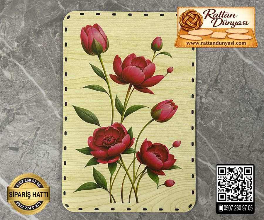 Baskılı Dikdörtgen Rattan Taban - Model-75