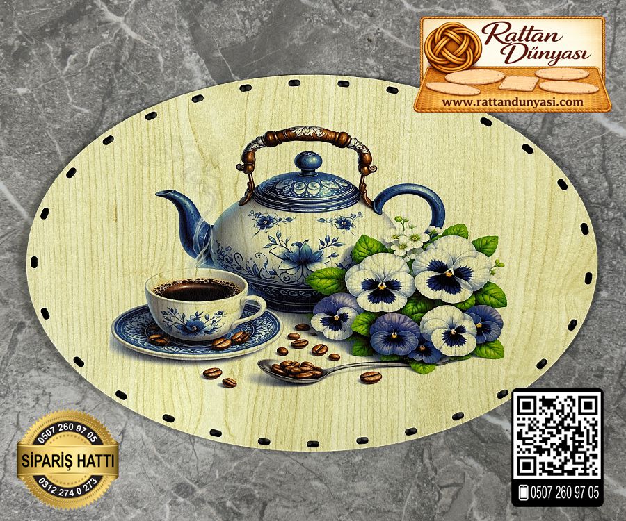 Baskılı Elips Rattan Taban - Model-12 Baskılı Elips Rattan Taban - Model-12