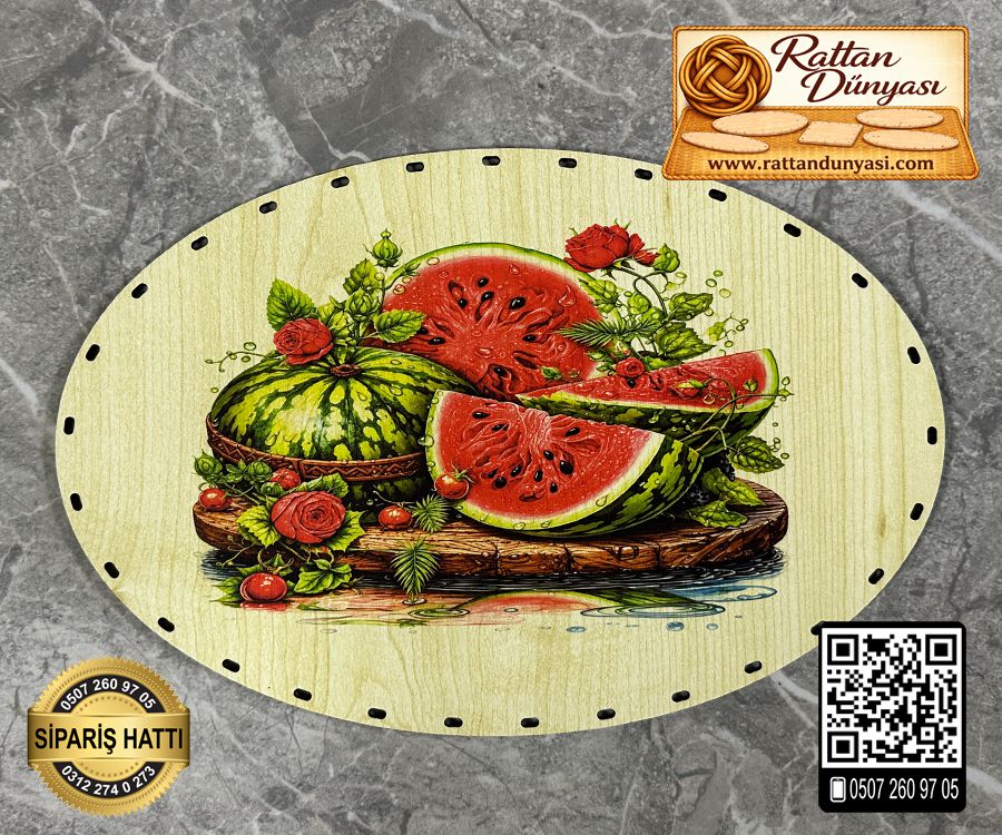 Baskılı Elips Rattan Taban - Model-19 Baskılı Elips Rattan Taban - Model-19