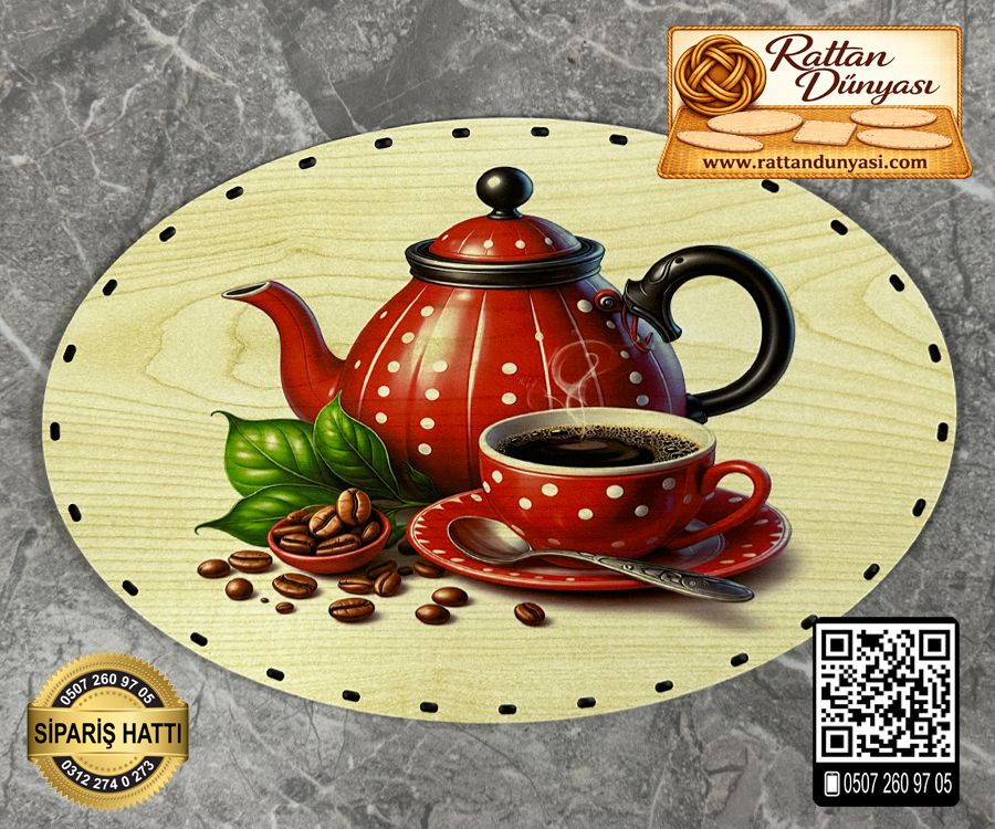 Baskılı Elips Rattan Taban - Model-22