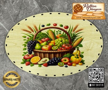 Baskılı Elips Rattan Taban - Model-29 Baskılı Elips Rattan Taban - Model-29