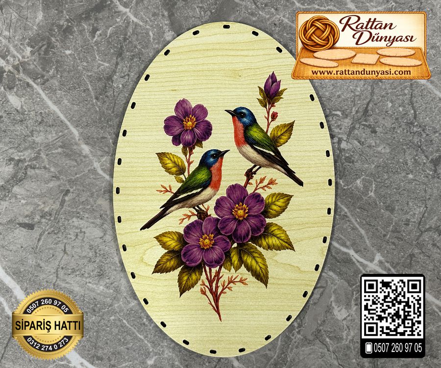 Baskılı Elips Rattan Taban - Model-30