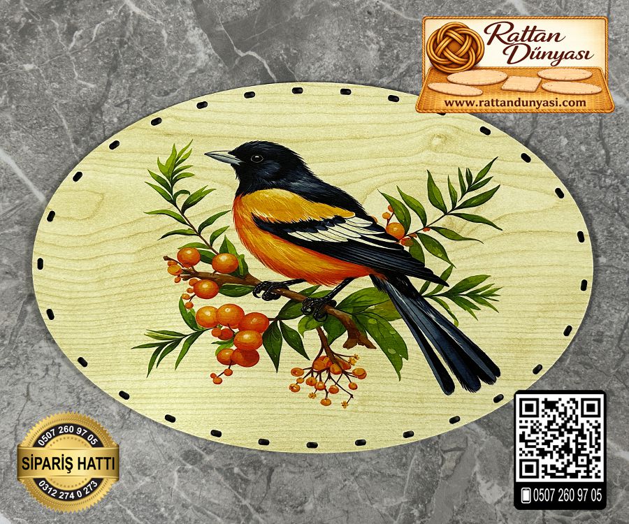 Baskılı Elips Rattan Taban - Model-31