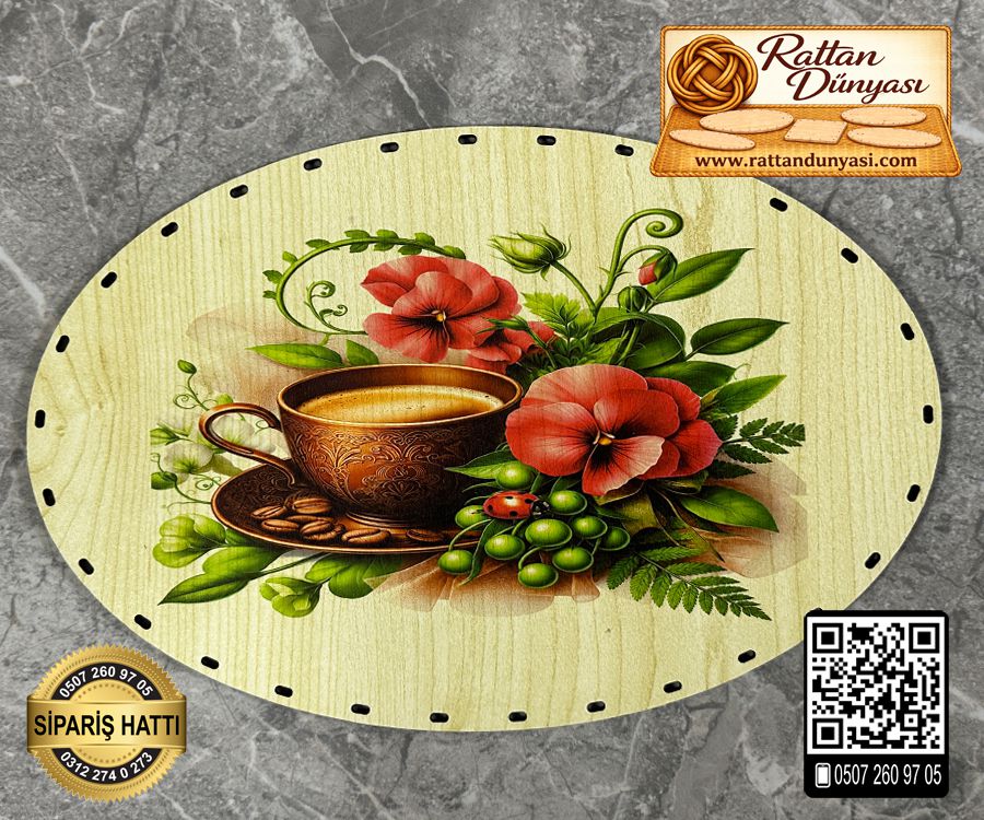 Baskılı Elips Rattan Taban - Model-34