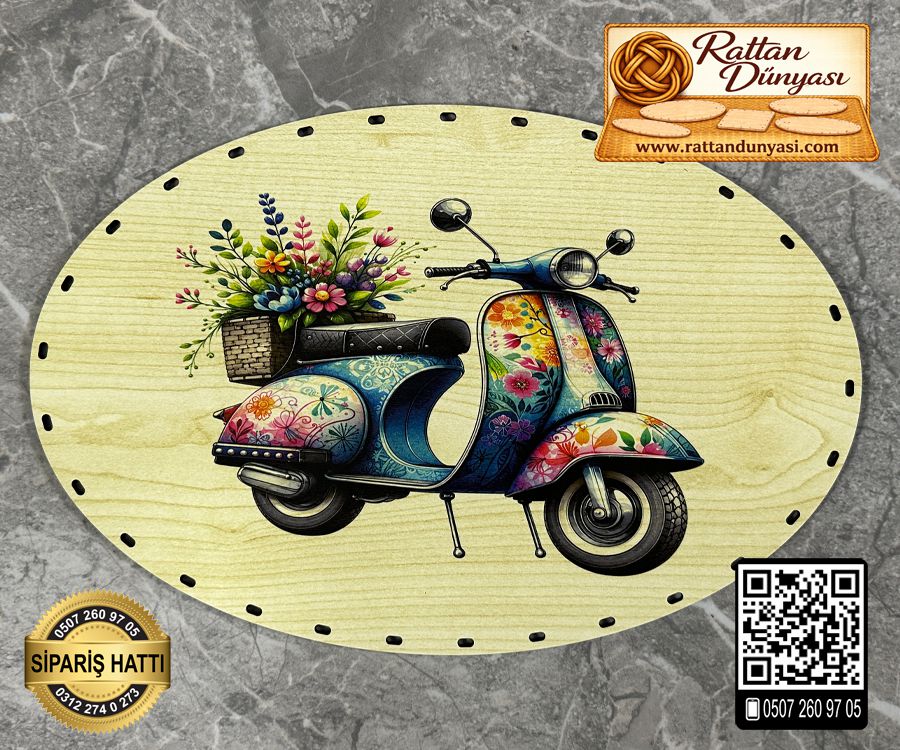 Baskılı Elips Rattan Taban - Model-35