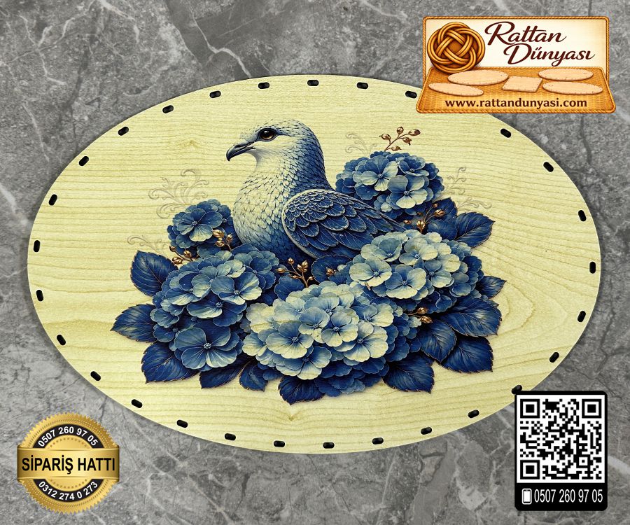 Baskılı Elips Rattan Taban - Model-37