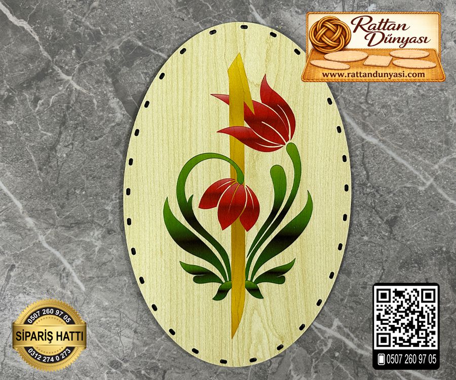 Baskılı Elips Rattan Taban - Model-4 Baskılı Elips Rattan Taban - Model-4