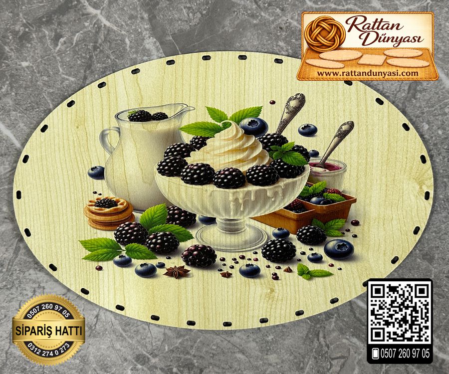 Baskılı Elips Rattan Taban - Model-42