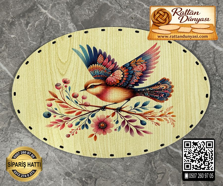 Baskılı Elips Rattan Taban - Model-48