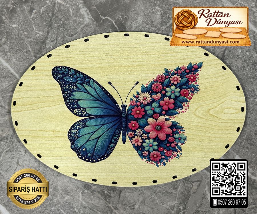 Baskılı Elips Rattan Taban - Model-50