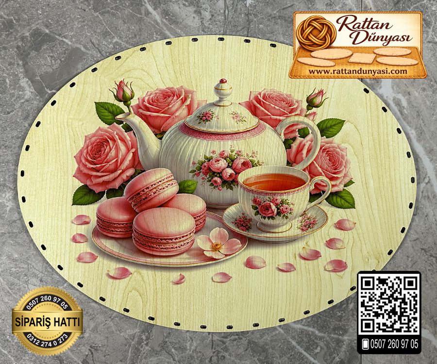 Baskılı Elips Rattan Taban - Model-53