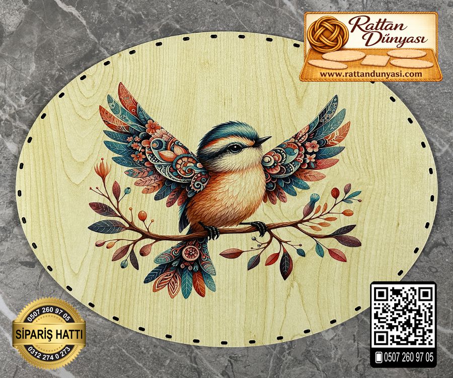 Baskılı Elips Rattan Taban - Model-60