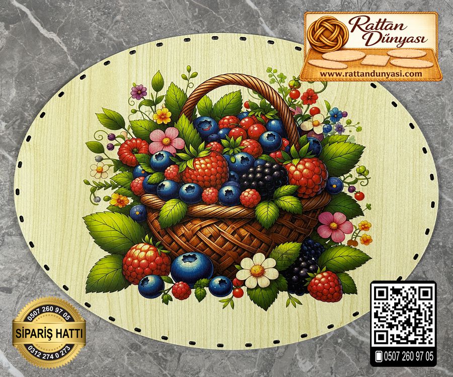 Baskılı Elips Rattan Taban - Model-65