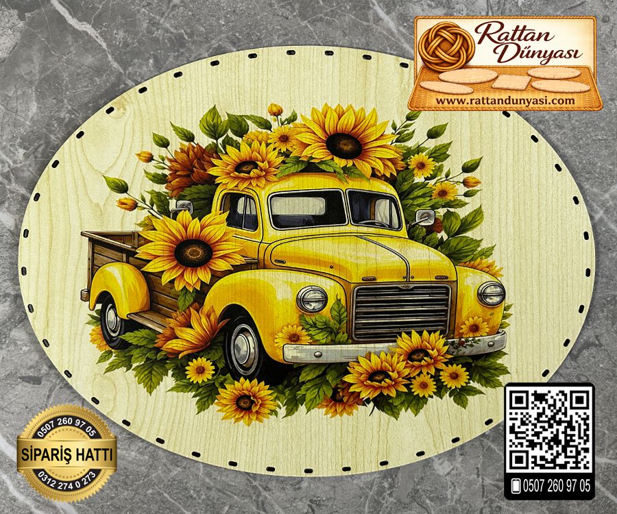 Baskılı Elips Rattan Taban - Model-66