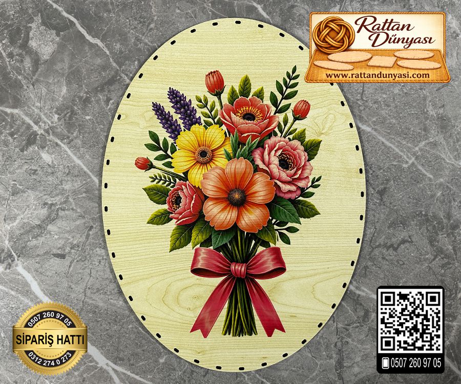 Baskılı Elips Rattan Taban - Model-69