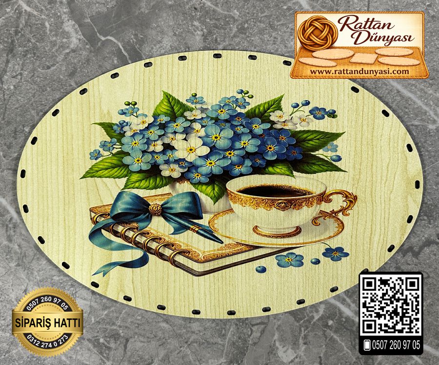 Baskılı Elips Rattan Taban - Model-7