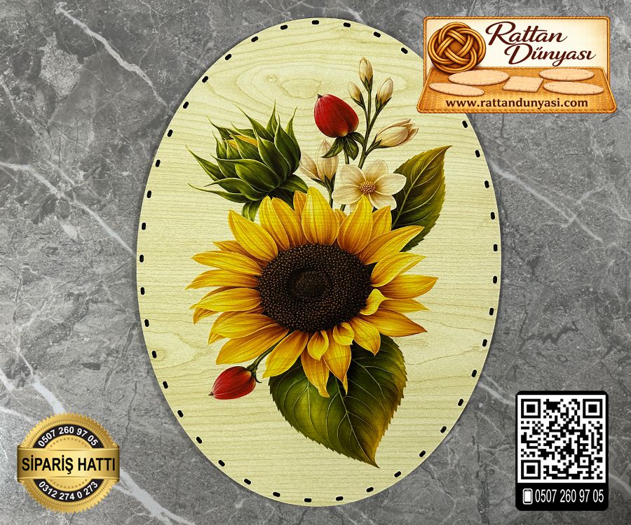 Baskılı Elips Rattan Taban - Model-75