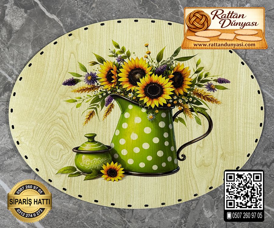 Baskılı Elips Rattan Taban - Model-89