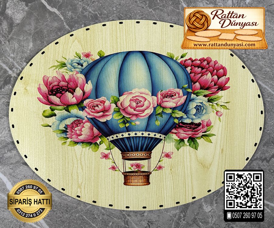 Baskılı Elips Rattan Taban - Model-90