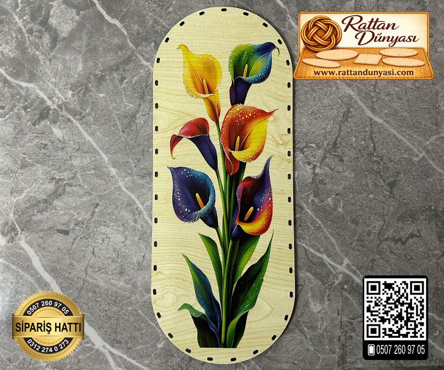 Baskılı Oval Rattan Taban (40x16)- Model-14