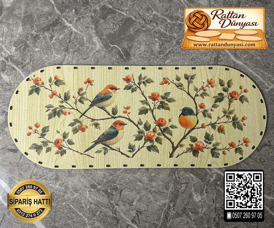 Baskılı Oval Rattan Taban (40x16)- Model-16