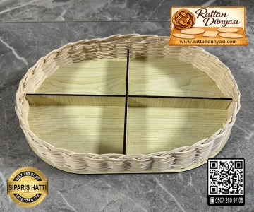 Rattan Akçaağaç Oval Taban - 40x30 cm (4 Bölmeli) Rattan Akçaağaç Oval Taban - 40x30 cm (4 Bölmeli)