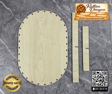 Rattan Akçaağaç Oval Taban - 40x30 cm (4 Bölmeli)