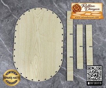 Rattan Akçaağaç Oval Taban - 40x30 cm (6 Bölmeli)