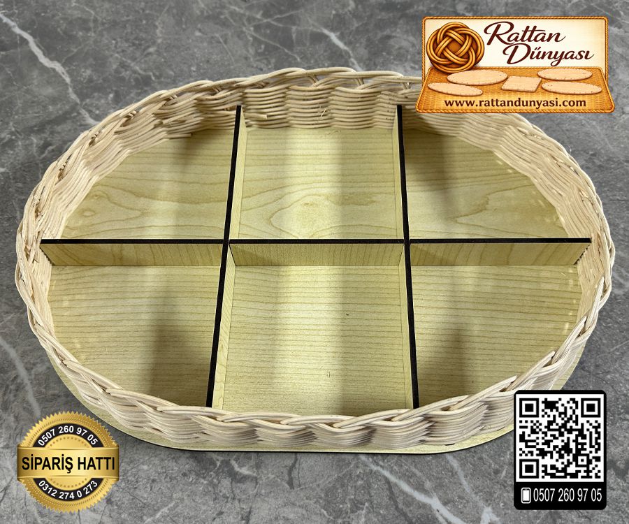 Rattan Akçaağaç Oval Taban - 30x20 cm (6 Bölmeli) Rattan Akçaağaç Oval Taban - 30x20 cm (6 Bölmeli)