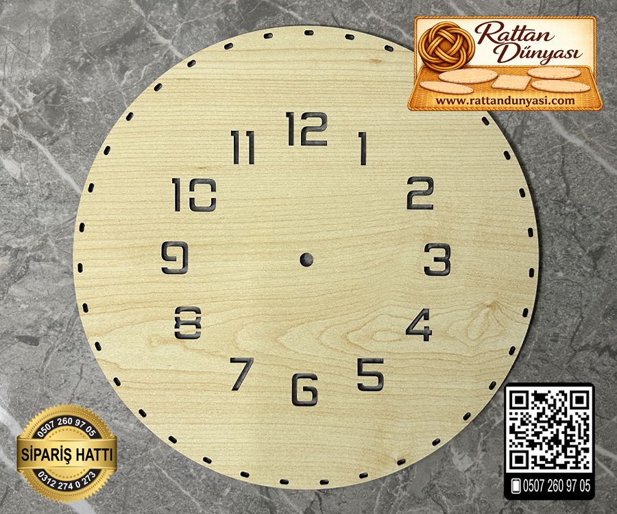 Rattan Ahşap Saat Tabanı - 2 Model - 15cm